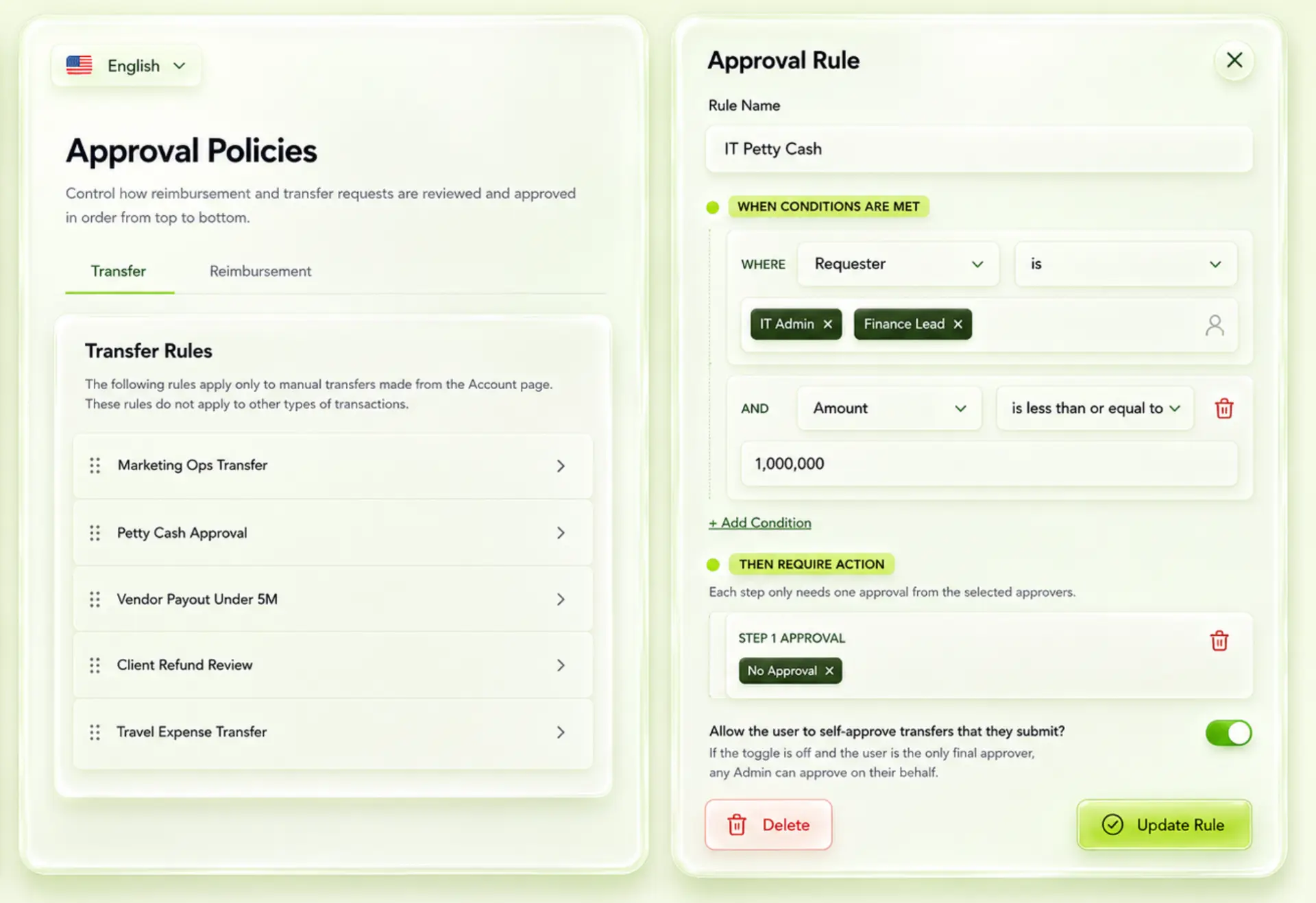 Approval policies and rule builder