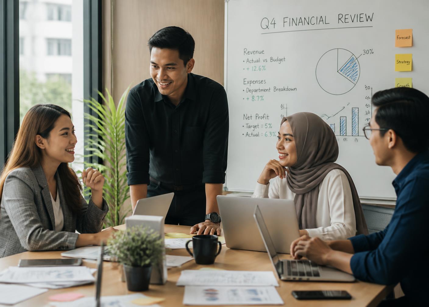 Finance team reviewing company spend together